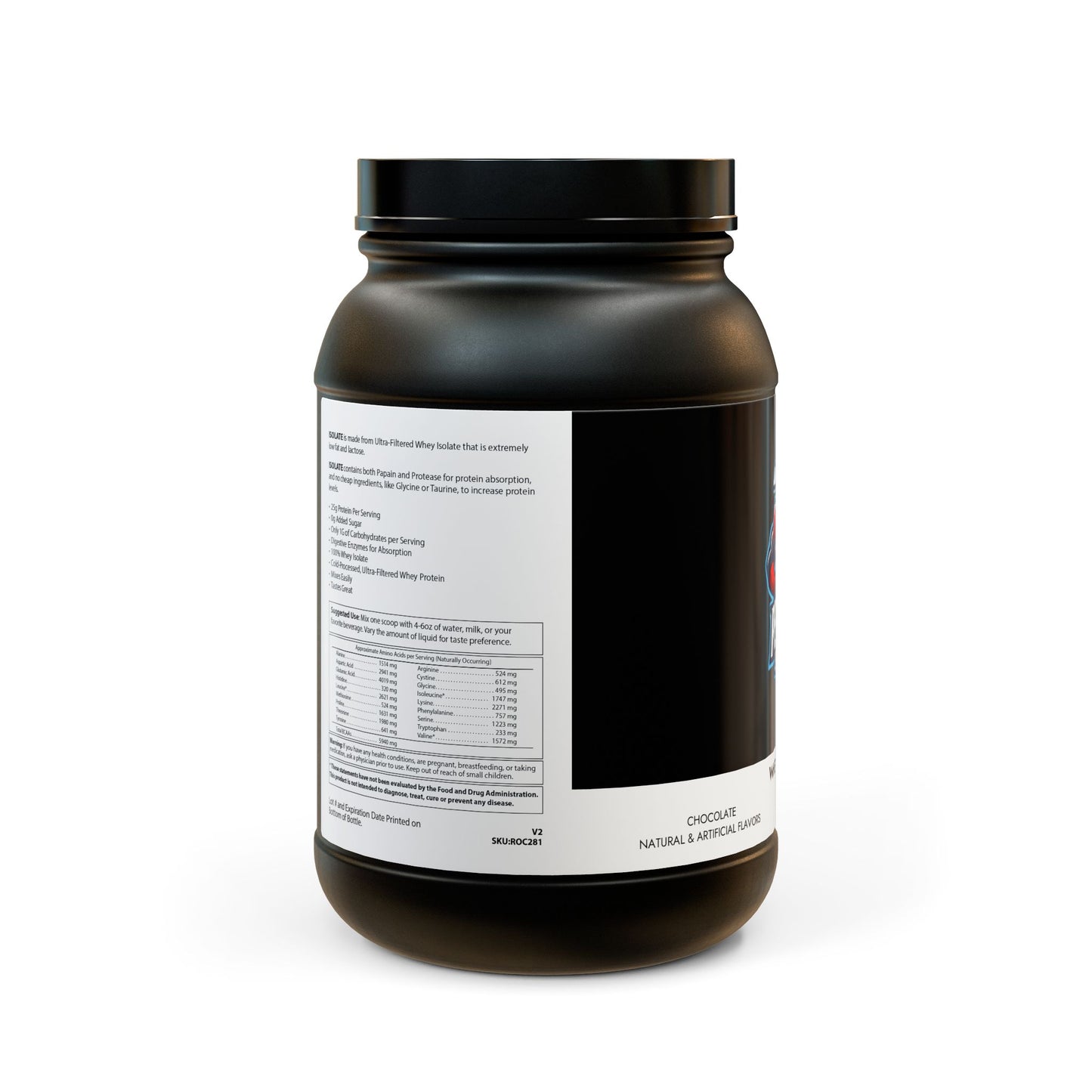 Whey Isolate Protein Supplement, Chocolate (907g, 2lb)